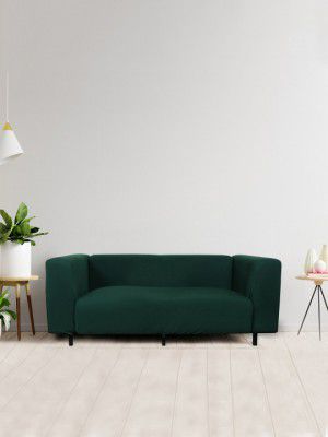 HOUSE OF QUIRK Green Solid 1-Seater Stretchable Non-Slip Sofa Slipcover