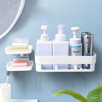 HOUSE OF VIPA Bathroom Accessories, Bathroom Rack (1 Bathroom Shelf + 2 Soap Dish, White)