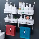 HOUSE OF VIPA Plastic Wall Shelves Kitchen Bathroom Shelf Self-Adhesive Sticker Hooks Multipurpose Wall Holder Bathroom Storage Rack Box Strong Shower Rack Shelf...