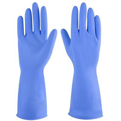 AM Safe-X Heavy Duty Household Cleaning Rubber Hand Gloves, 1 Pair, Large, Blue