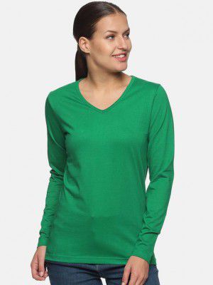 HouseOfCommon  Casual Regular Sleeves Solid Women Light Green Top
