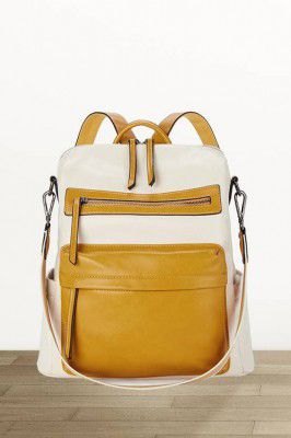 HouseOfCommon  Medium 25 L Backpack Women Leather Convertible Shoulder Bag Ladies Anti theft Satchel Sling Travel  (Yellow)