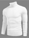 House Of Common  Men Striped High Neck Wool Blend White T-Shirt...