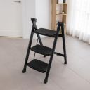HOUZA 3-Step Steel Ladder, Anti-Slip Steps (Black)...