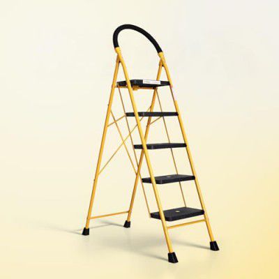 Houza 5-Step Foldable Steel Ladder – Heavy-Duty Anti-Slip, 5-Year Warranty