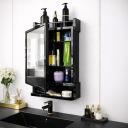 HOUZA Premium Look Plastic Wall Mounted Bathroom Mirror Cabinet with Storage (Black)...