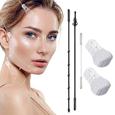 Hoyecl Face Lift Tape, 40Pcs Face Tape Lifting Invisible with Lifting Ropes Elastic, Makeup Tools to Hide Facial Wrinkles and Double Chin, Lift Sagging Skin