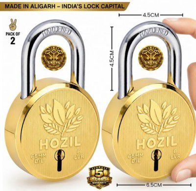 HOZIL 65MM Lock | Hardened Shackle | Double Locking | (Pack of 2)