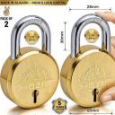 HOZIL L65 65mm with 3keys, double locking, 8 levers (pack of 2) Padlock (Gold)...