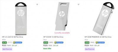 Hp 32GB Pen Drives @ ₹323 