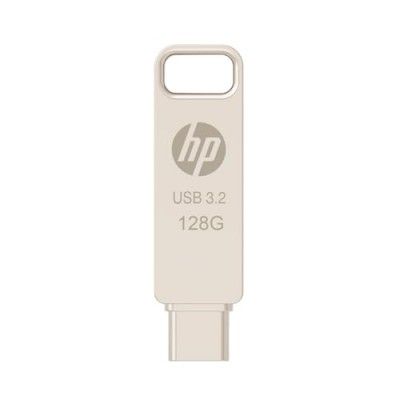 HP 886C 128GB OTG Flash Drive 3.2 Gold/Metallic Swivel Design/Durable Metal Material