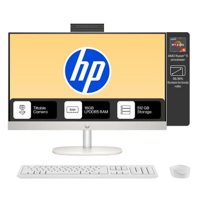 HP 24-cr0025in All-in-One Desktop 24", Ryzen 5 7520U, 16GB RAM, 512GB SSD, Win11