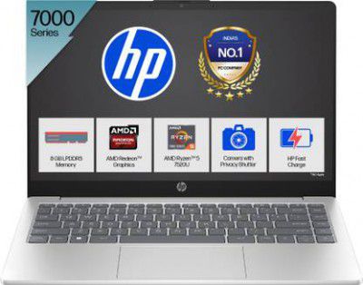 HP AMD Ryzen 5 Quad Core 7520U - (8 GB/512 GB SSD/Windows 11 Home) 14-hr0001AU Thin and Light Laptop (14 inch, Natural Silver, 1.41 Kg, With MS Office)