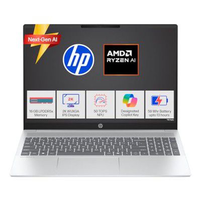 HP OmniBook 5, AMD Ryzen AI 5 (16GB LPDDR5X, 512GB SSD)  Silver,1.79kg, ag1037au