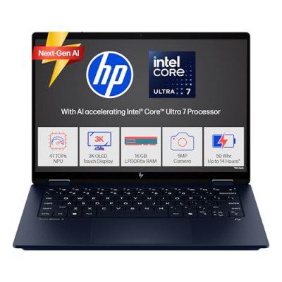 [2025 Launched] HP OmniBook X Flip, Intel Core Ultra 7 256V Next Gen AI Laptop, (16GB LPDDR5X,512GB SSD) 14''/Blue,1.38kg,fm0026TU