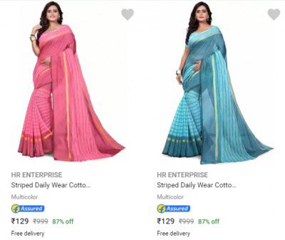 Hr Enterprise Womes Saree Starting @₹129