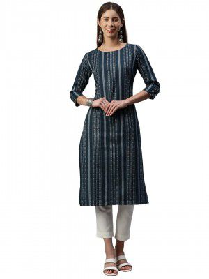 Hritika Cotton Blend Self Design Stripe Pattern Kurta (HRK0098_Parent)
