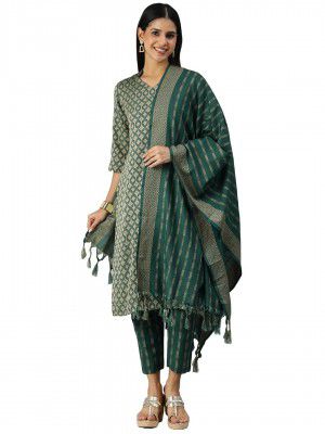 Hritika Cotton Blend Straight Pattern Kurtaset with Dupatta (HRKBD052_Parent)