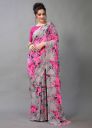 Hritika Floral Print Bollywood Georgette Saree  (Pink)...