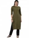 Hritika Solid Plain Strips Effect with Golden Shimmer Poly-Cotton Kurta (HRK0015)...
