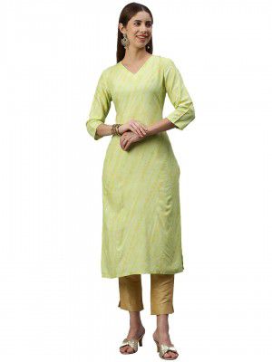 Hritika Women Pink Foil Print Straight Calf Length Viscose Rayon Kurta-HRK0104_Parent