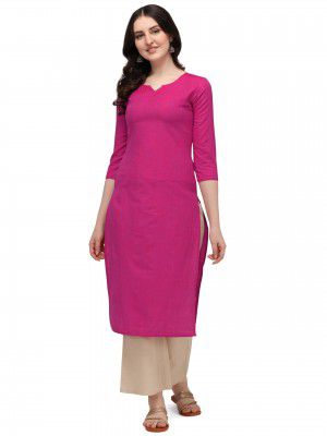 Hritika Women's Blue Solid Printed Cotton Blend Casual Kurta (HRKR5_HRK007BLUE_L)