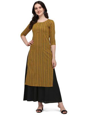 Hritika Women's Grey Stripes Printed Cotton Blend Casual Kurta (HRKR5_HRK0016GRY_L)