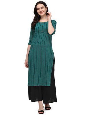 Hritika Women's Striped Grey Color Kurta with Calf Length (HRKR3_HRK0016GRY)