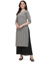 Hritika Women's Striped Grey Color Kurta with Calf Length (HRKR3_HRK0016GRY)...