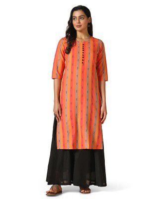 Hritika Women's Striped Orange Color Kurta with Calf Length (HRKR3_HRK0038ORNGE)