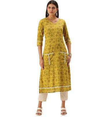 Hritika Women's Yellow Color Kurta with Calf Length (HRKR1_Shy_1015KR)