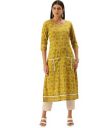 Hritika Women's Yellow Color Kurta with Calf Length (HRKR1_Shy_1015KR)...