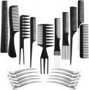 HRRH 10Pcs Pro Salon Hair Cut Styling Hairdressing Barbers Combs Brush Comb Set, Black (Set of 10)...