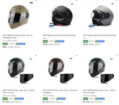Hrx Biker Helmets at Minimum 53% Off