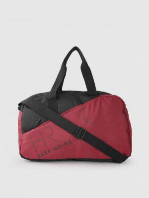 HRX by Hrithik Roshan 24.6 L Hand Duffel Bag - Colourblocked Duffel Bag - Maroon