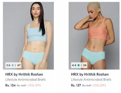 Myntra : Upto 77% Off On HRX by Hrithik Roshan Lifestyle Antimicrobial Briefs Starts At ₹229