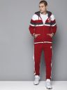 HRX by Hrithik Roshan Men Red & White Colourblock Regular Fit Basketball Tracksuits...