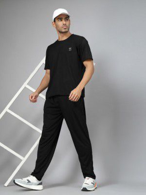 HRX by Hrithik Roshan Men Solid T-Shirt With Trousers Co-ords Set