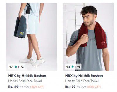 HRX by Hrithik Roshan Towel upto 80% off