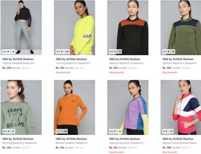Myntra : Upto 83% Off On HRX by Hrithik Roshan Women's Sweatshirt | Sarts @ 254