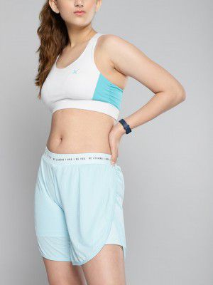 HRX by Hrithik RoshanHRX By Hrithik Roshan U-17 Girls Crystal Blue Solid Regular Fit Lycra Rapid-Dry Antimicrobial Active Shorts
