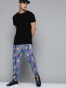 HRX by Hrithik RoshanMen Blue & Yellow Pure Cotton Conversational Printed Joggers...
