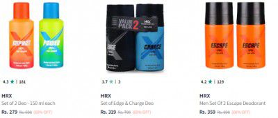 HRX Deodorant Minimum 60% OFF | Starts ₹139