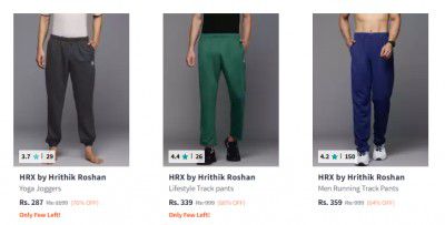 Myntra : UP TO 85% OFF | HRX Men's Trackpants Starts at 279