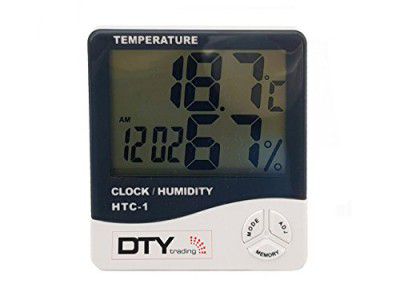 HTC Digital Hygrometer Thermometer Humidity Meter with clock Big LCD Display HTC-1 by Supreme Traders Supertronics1989