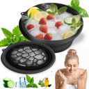 Face Bowl with Ice Tray, BPA-Free, Modern Black Round Basin, Dishwasher Safe – Ideal for Face Bath...