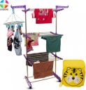 Unizone Steel Floor Cloth Dryer Stand Premium Compact Space Saving Foldable - US3001 Single Poll (3 Tier)...