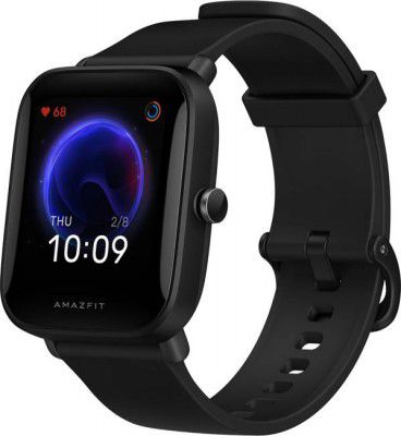 huami Bip U 1.4 HD display cornilla 3 reinforced glass and 5ATM water resistance Smartwatch  (Black Strap, Regular)