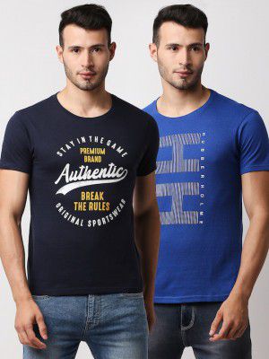 Hubberholme Men Black & Blue Typography 2 Printed T-shirt