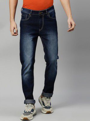 Hubberholme Men Lean Slim Fit Low Distress Light Fade Jeans